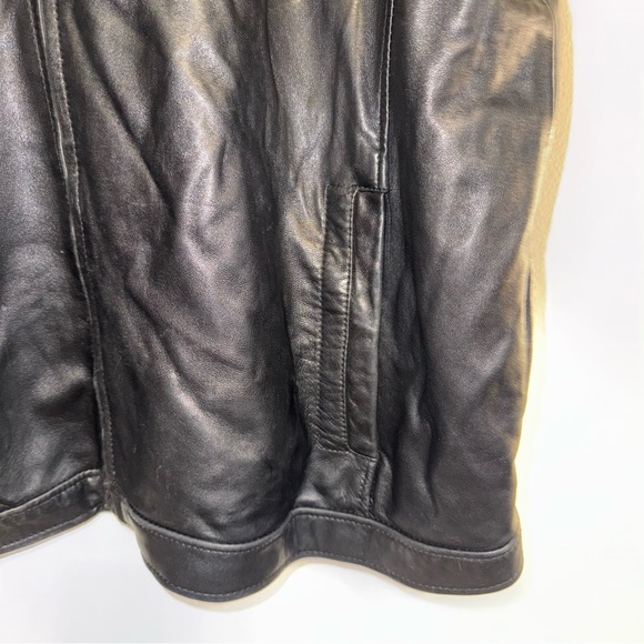 Linea Uomo 3XL 100% Genuine Leather Black Banded Collared Jacket Coat - MINT - Picture 5 of 11